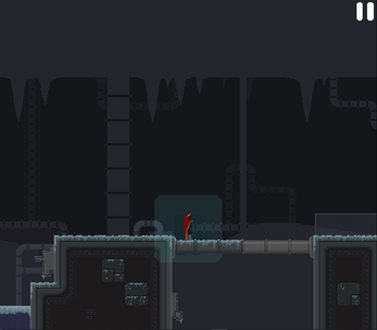 Un screen du jeu, alors que le joueur traverse un ravin.